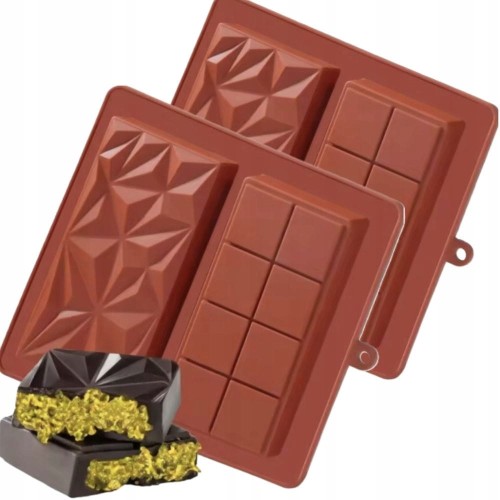 2 X PODWÓJNA GŁĘBOKA FORMA SILIKONOWA DO CZEKOLADY DUBAI CHOCOLATE 20X18,5