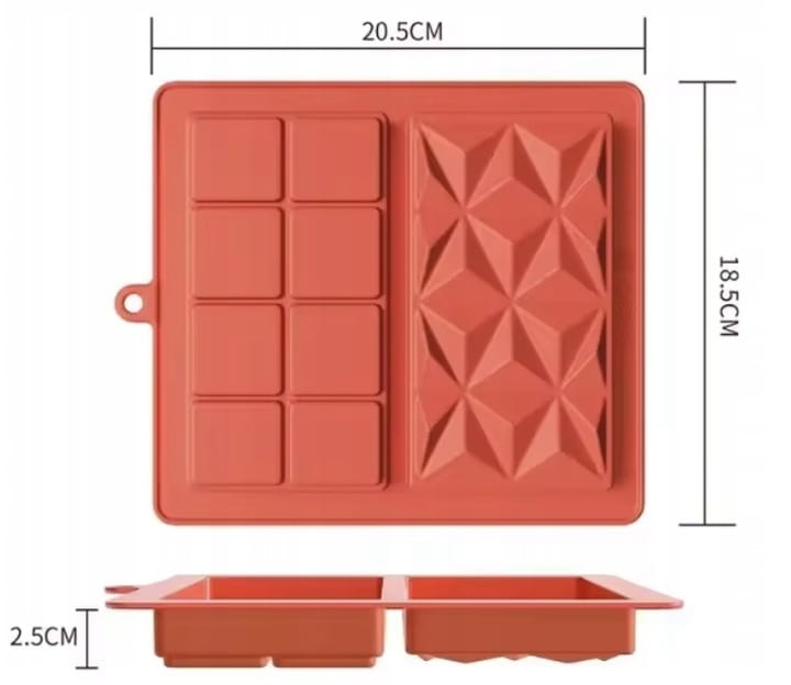 2 X PODWÓJNA GŁĘBOKA FORMA SILIKONOWA DO CZEKOLADY DUBAI CHOCOLATE 20X18,5