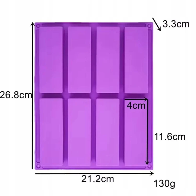 Foremki do Dubajskich Batoników Czekoladek 8 batonów DIY 26,5 x 21 x 3 cm