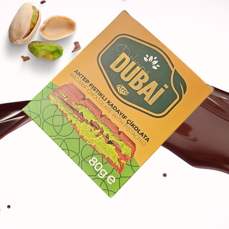 TURECKA DUBAJSKA CZEKOLADA MLECZNA Z CIASTEM KADAYIF PISTACJAMI TAHINI 80G