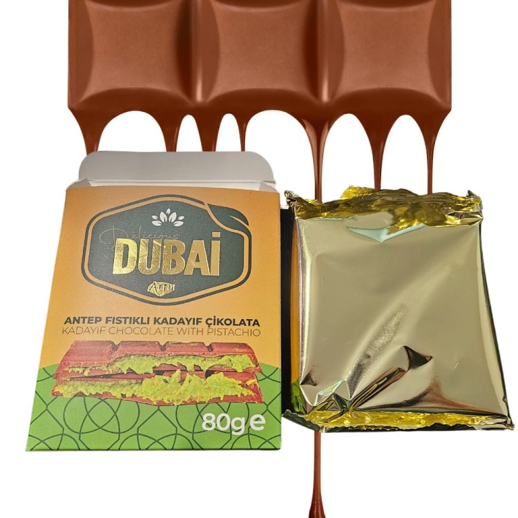 5 SZT. TURECKA DUBAJSKA CZEKOLADA MLECZNA Z CIASTEM KADAYIF PISTACJAMI TAHINI 80G