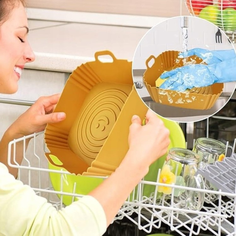 KWADRATOWA FORMA SILIKONOWA WKŁAD DO FRYTKOWNICY AIR FRYER BEZTŁUSZCZOWA