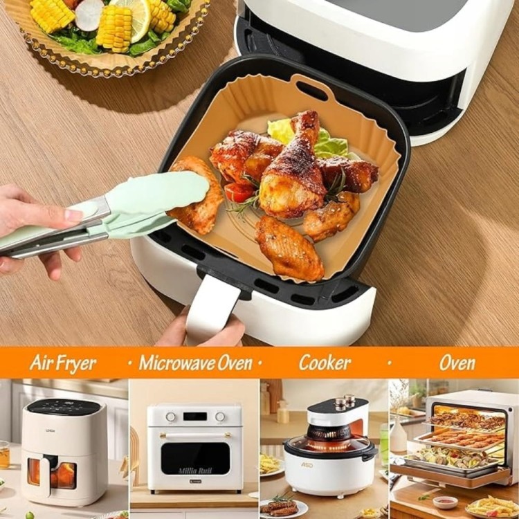 KWADRATOWA FORMA SILIKONOWA WKŁAD DO FRYTKOWNICY AIR FRYER BEZTŁUSZCZOWA