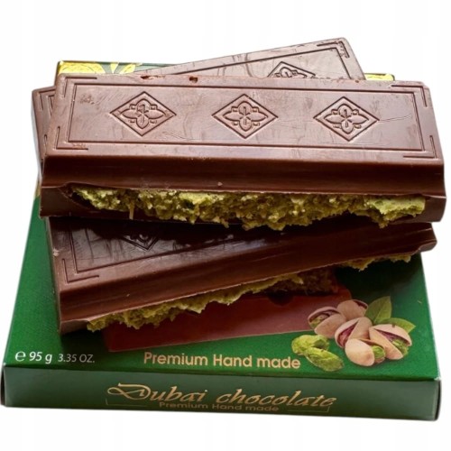 5x ORYGINALNA TURECKA DUBAJSKA CZEKOLADA MLECZNA Z KADAYIF I PISTACJAMI 95G