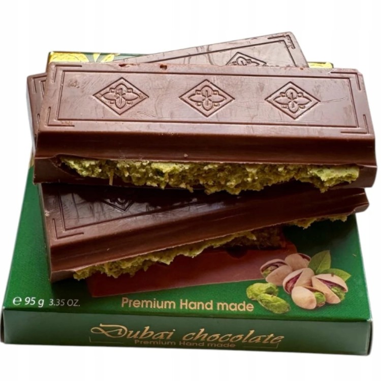 10x ORYGINALNA TURECKA DUBAJSKA CZEKOLADA MLECZNA Z KADAYIF I PISTACJAMI 95G