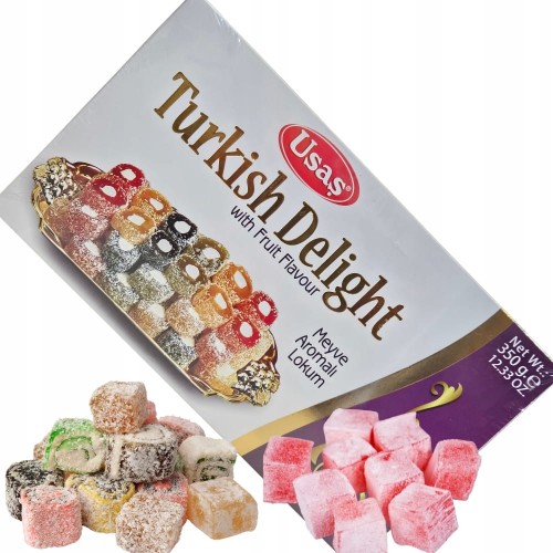 ORYGINAŁ TURECKI PRZYSMAK DESER OWOCOWE GALARETKI LOKUM TURECKIE USAS 350g