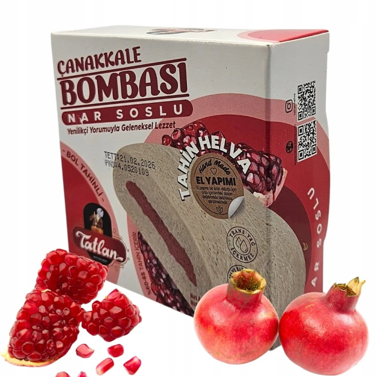 ORYGINALNA Turecka Chałwa Tatlan 250g Sezamowa z NADZIENIEM Z OWOCU GRANATU