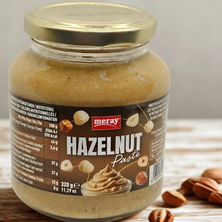 Zdrowa i pyszna Pasta Orzechowa Meray 320 g – 70% Orzechów Laskowych