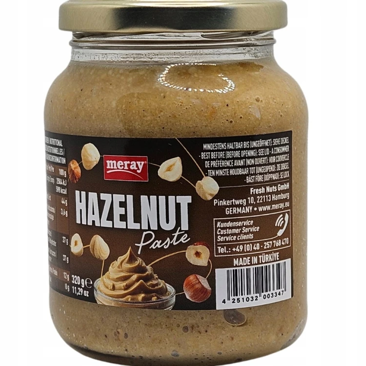Zdrowa i pyszna Pasta Orzechowa Meray 320 g – 70% Orzechów Laskowych