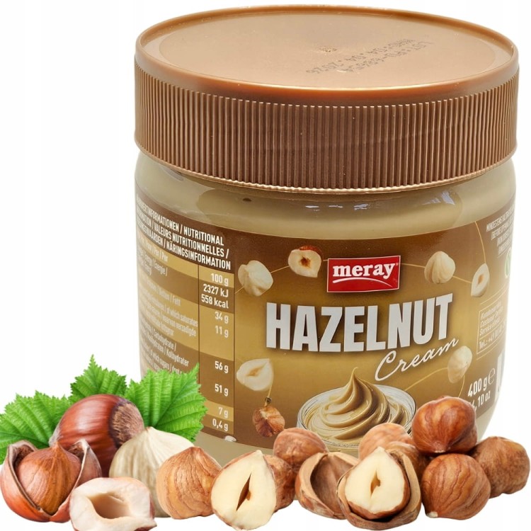 Pyszny i zdrowy Oryginalny Krem Orzechowy Meray 400g 25% Orzechów Laskowych