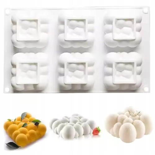 Silikonowa Forma 6 CHMUREK monoporcje DESERY CUPCAKE mydełka rękodzieło DIY