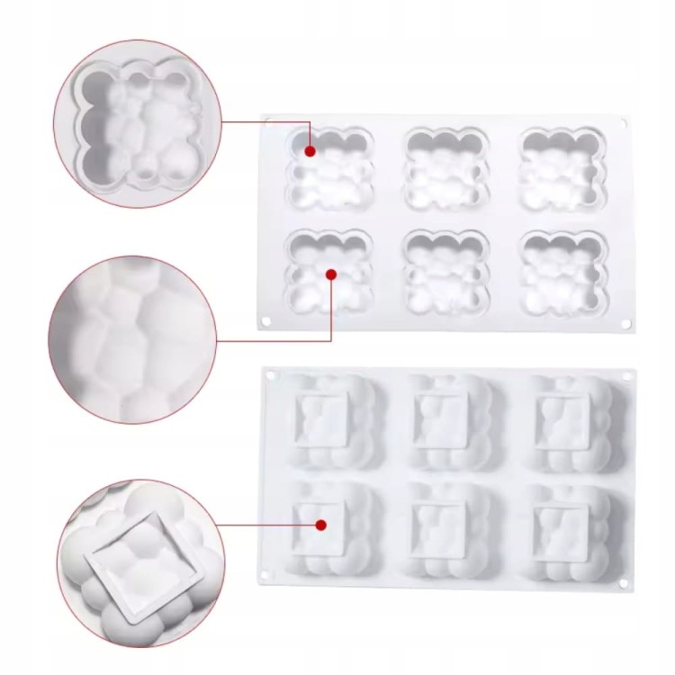 Silikonowa Forma 6 CHMUREK monoporcje DESERY CUPCAKE mydełka rękodzieło DIY