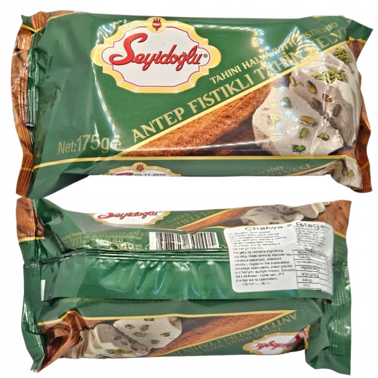 PRAWDZIWA TURECKA CHAŁWA SEZAMOWA O SMAKU PISTACJOWYM "Seyidoglu" 175G