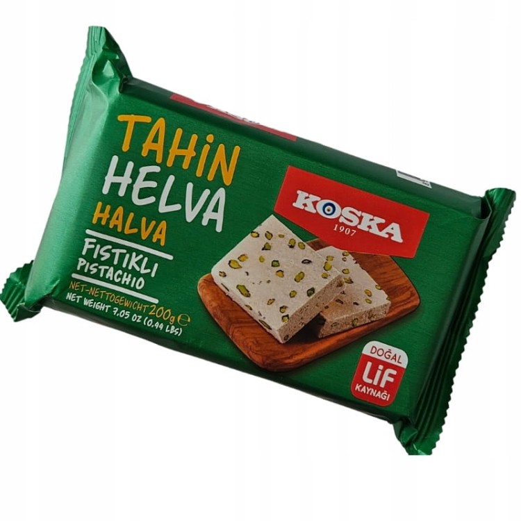Oryginalna Turecka Chałwa z pistacjami i tahini KOSKA PISTACJA helva 200g