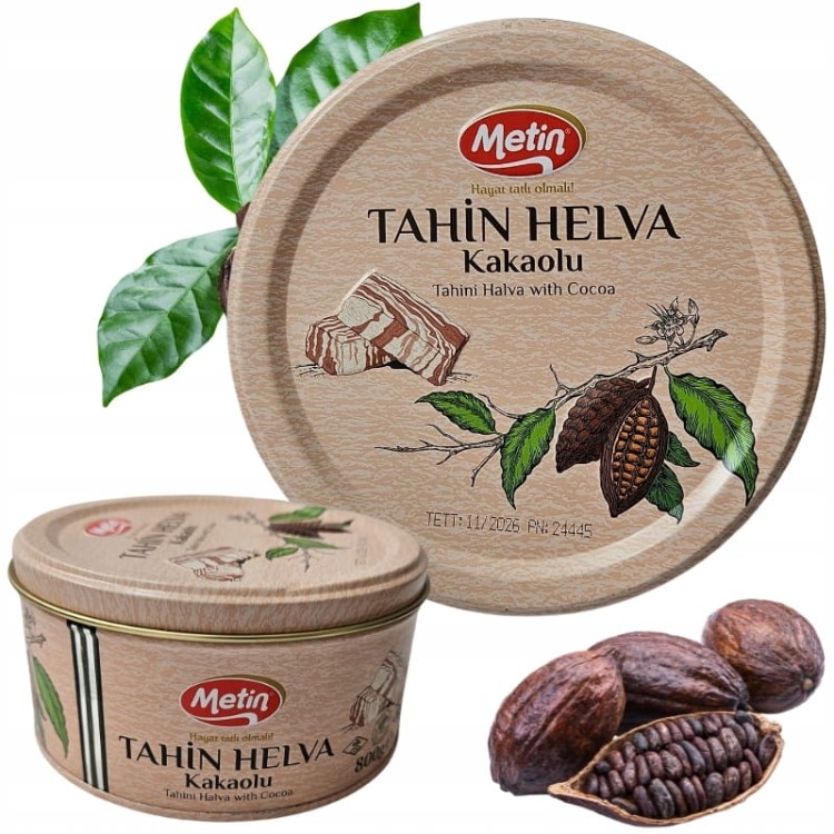 METIN Oryginalna Turecka Chałwa KAKAOWA | 57% TAHINI KAKAO 800g PUSZKA
