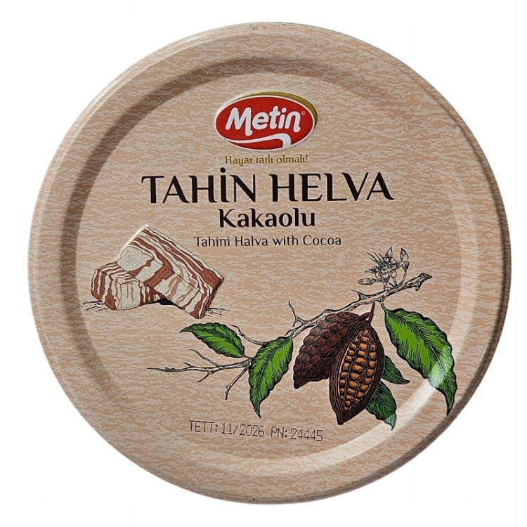 METIN Oryginalna Turecka Chałwa KAKAOWA | 57% TAHINI KAKAO 800g PUSZKA