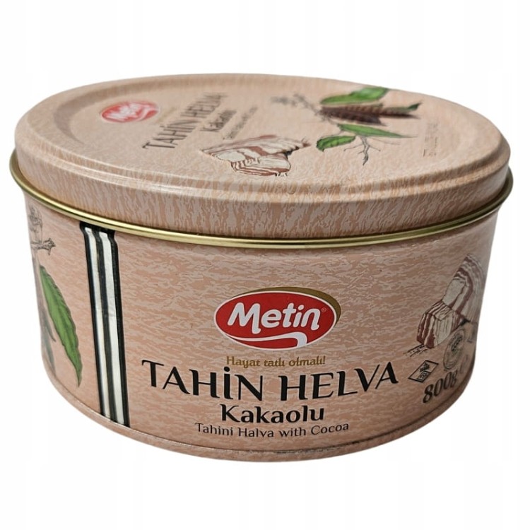 METIN Oryginalna Turecka Chałwa KAKAOWA | 57% TAHINI KAKAO 800g PUSZKA