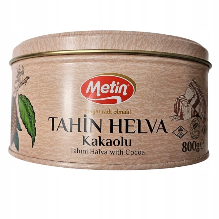 METIN Oryginalna Turecka Chałwa KAKAOWA | 57% TAHINI KAKAO 800g PUSZKA