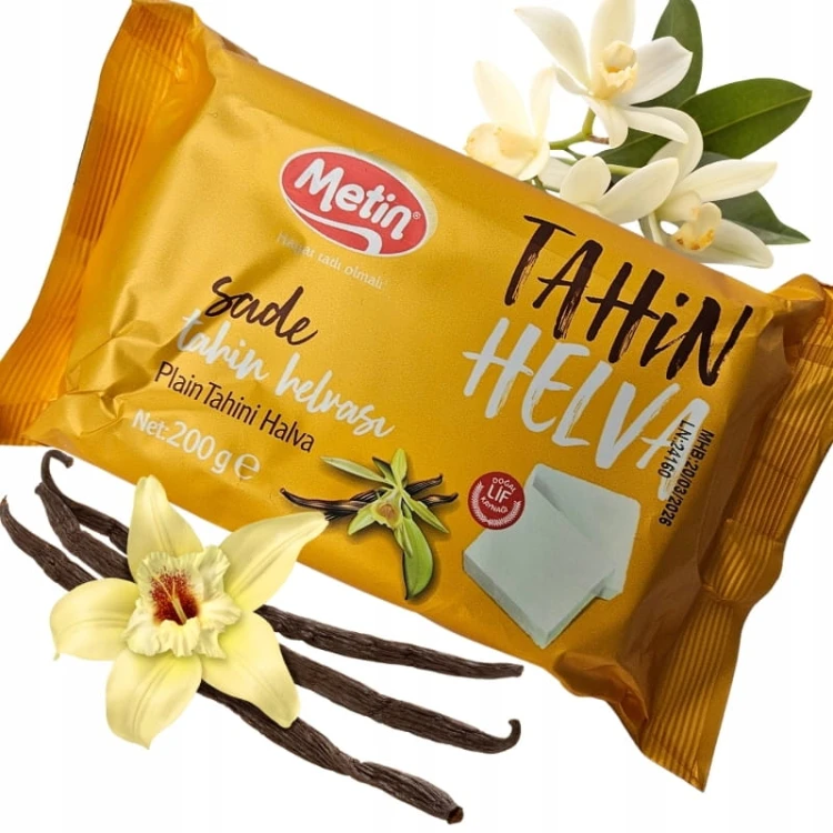 Oryginalna Turecka Chałwa WANILIOWA tahini 57% Metin helva 200g VANILLA