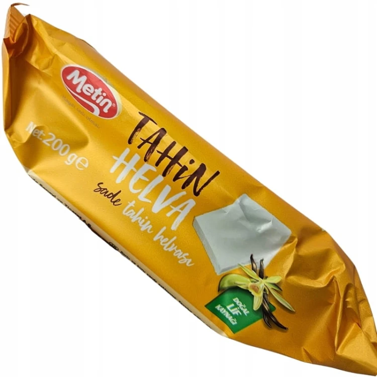 Oryginalna Turecka Chałwa WANILIOWA tahini 57% Metin helva 200g VANILLA