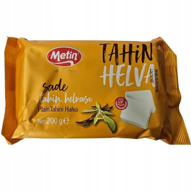 Oryginalna Turecka Chałwa WANILIOWA tahini 57% Metin helva 200g VANILLA