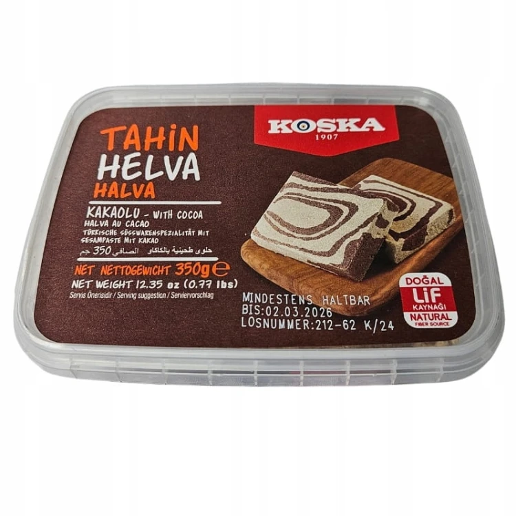Oryginalna Turecka Chałwa SEZAMOWA Z tahini 57% KOSKA KAKAO helva 350g