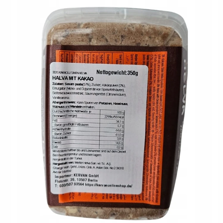 Oryginalna Turecka Chałwa SEZAMOWA Z tahini 57% KOSKA KAKAO helva 350g