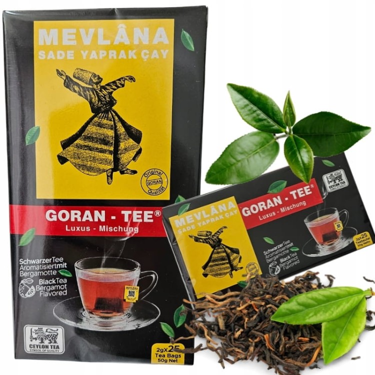 Oryginalna Cejlońska Herbata czarna w torebkach MEVLANA Goran Tee 25 x 2g