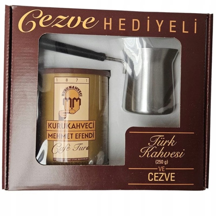 Zestaw do parzenia Kawy po turecku Tygielek Kawa mielona Mehmet Efendi 250g