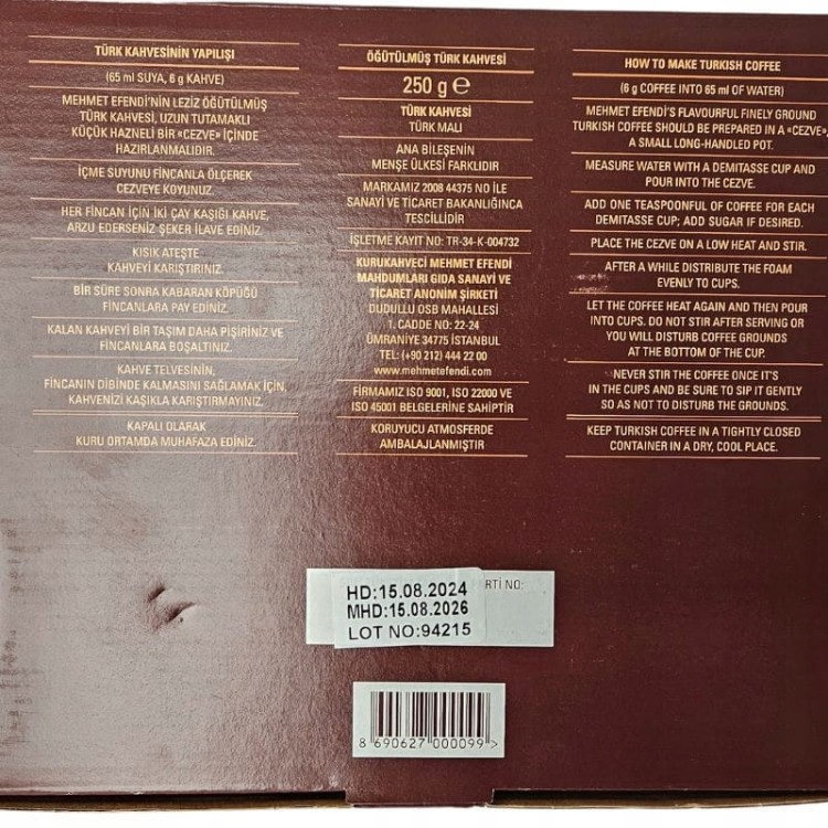 Zestaw do parzenia Kawy po turecku Tygielek Kawa mielona Mehmet Efendi 250g