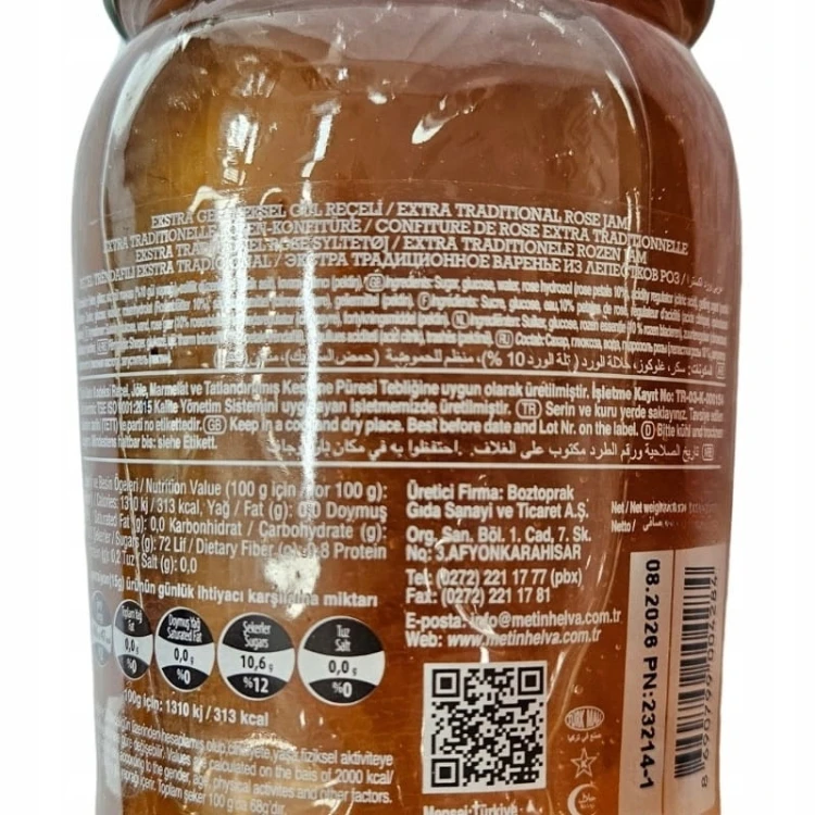 Oryginalny Turecki Dżem Różany Metin Naturalny Dżem z Płatków Róży 360g