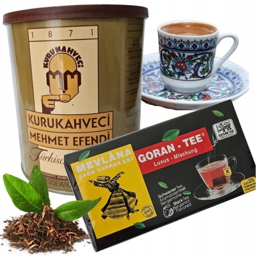 ZESTAW Turecka Kawa Mielona Kurukahveci 250g + Herbata Cejlońska 25 x 2g