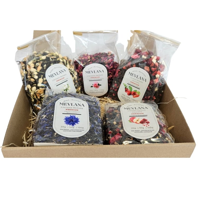 Zestaw Prezentowy 5 Oryginalnych Herbat Tureckich MEVLANA PREMIUM 5 x 50g