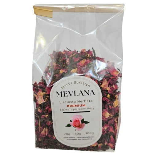 Oryginalna Czarna Herbata Turecka MEVLANA PREMIUM 50g z PŁATKAMI RÓŻY