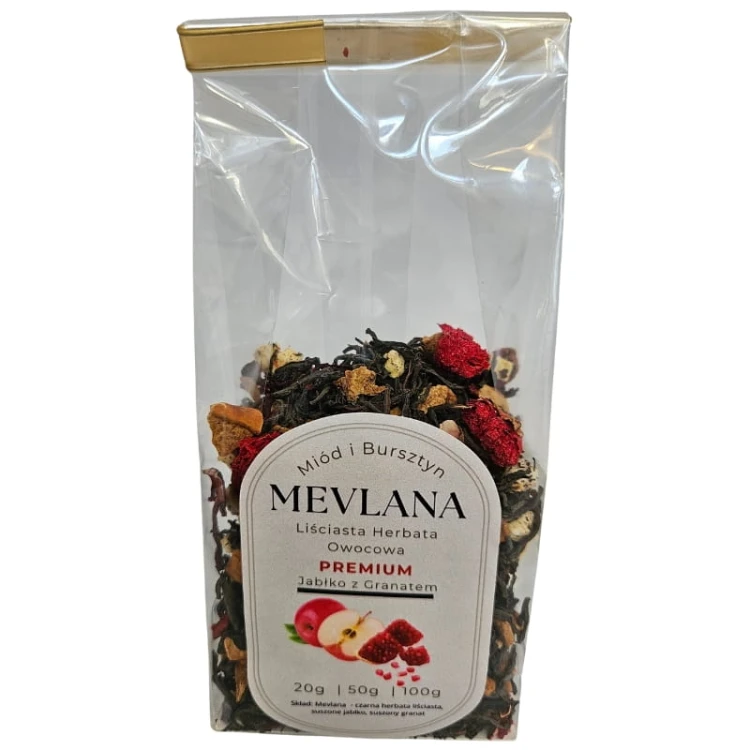 Oryginalna Czarna Herbata Turecka MEVLANA PREMIUM Jabłko z Granatem 50g