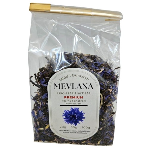 Oryginalna Czarna Herbata Turecka MEVLANA PREMIUM z Chabrem Bławatkiem 100g