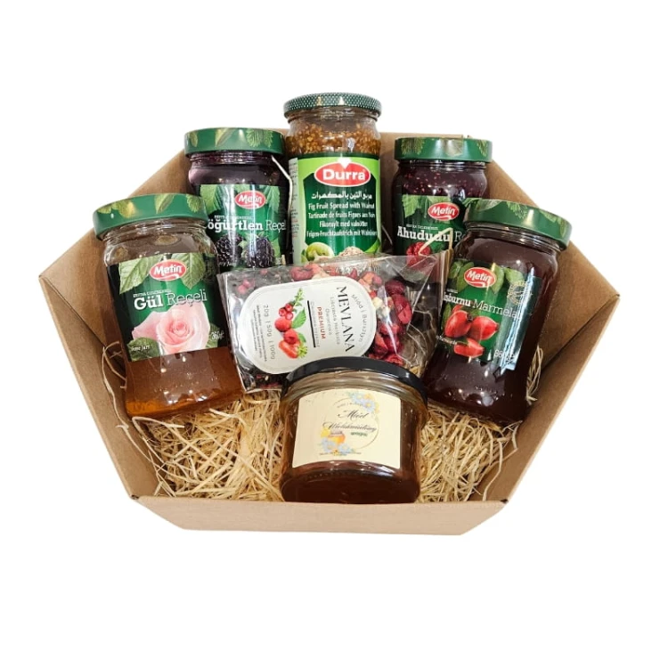 DUŻY Zestaw Prezentowy Box Oryginalne Tureckie Dżemy Przetwory Herbata Miód