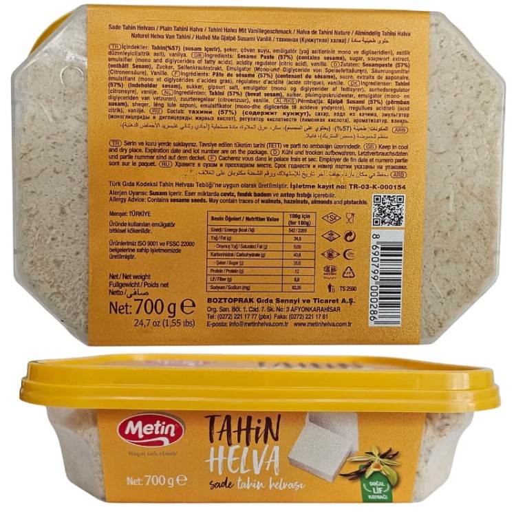 Oryginalna Turecka Chałwa Waniliowa Vanilla i tahini Metin helva 700g