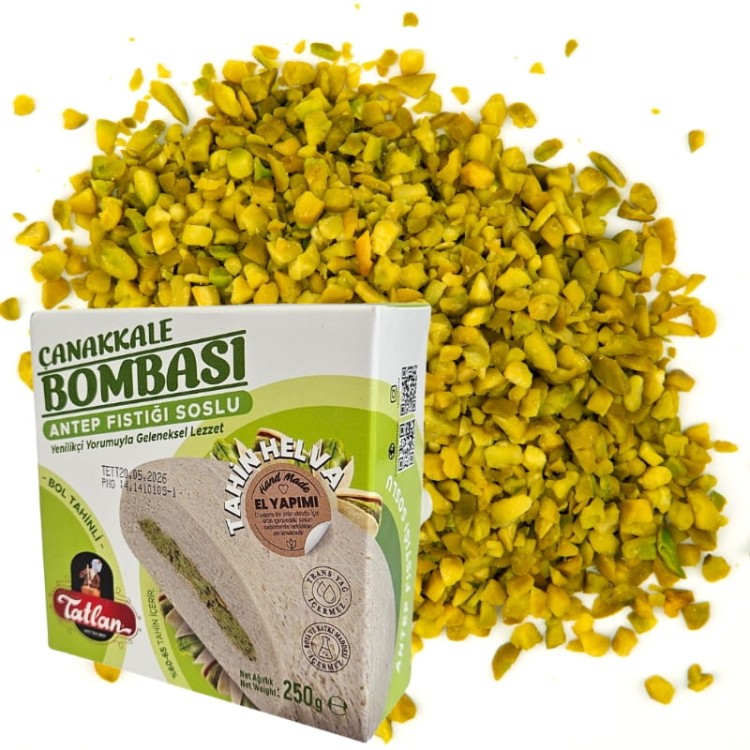 ORYGINALNA Turecka Chałwa Tatlan 250g Sezamowa z NADZIENIEM PISTACJOWYM