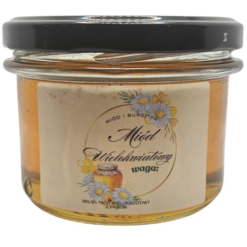 Prawdziwy Naturalny Miód nektarowy wielokwiatowy Miód i Bursztyn 0,2 kg