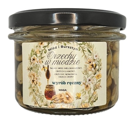 Prawdziwe Naturalne Orzechy w Miodzie Wielokwiatowym Miód i Bursztyn 0,2 kg