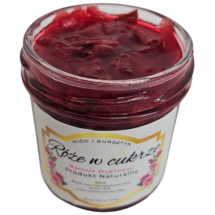Prawdziwe Naturalne "Róże w Cukrze" w Miodzie Wielokwiatowym 0,22 kg